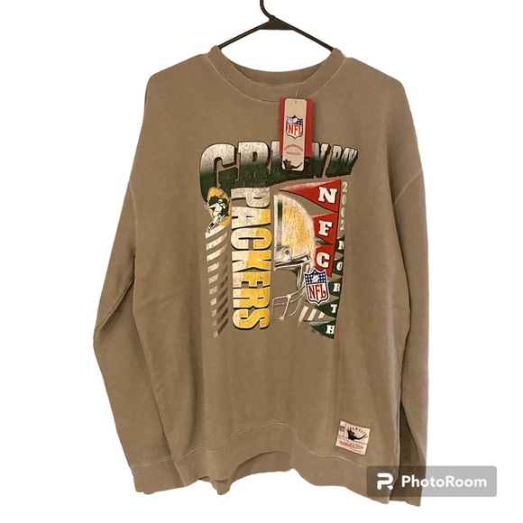 Mitchell & Ness Green Bay Packers Throwback NFL Crewneck Sweatshirt Size XXL New - Picture 1 of 7